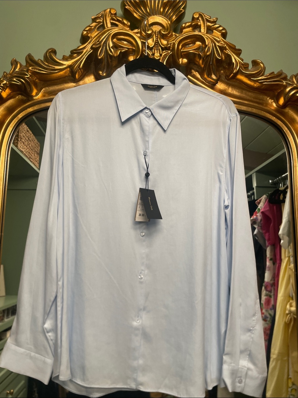 Massimo Dutti Light Blue Classic Button-Up Shirt
